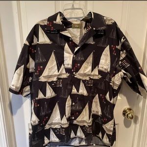 Summer top NATURAL ISSUE Sz XLT Regatta Sailboat Button Down Shirt GUC B5